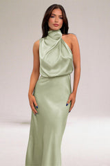 Gilded Halter Silk Dress