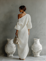 Alabaster Textural One-Shoulder
