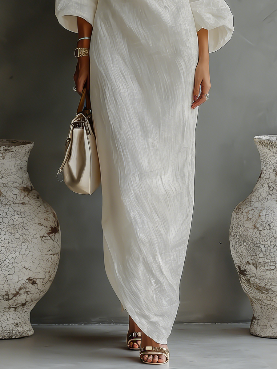 Alabaster Textural One-Shoulder