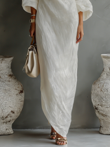 Alabaster Textural One-Shoulder