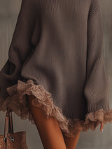 Tulle-Trimmed Onyx Knit