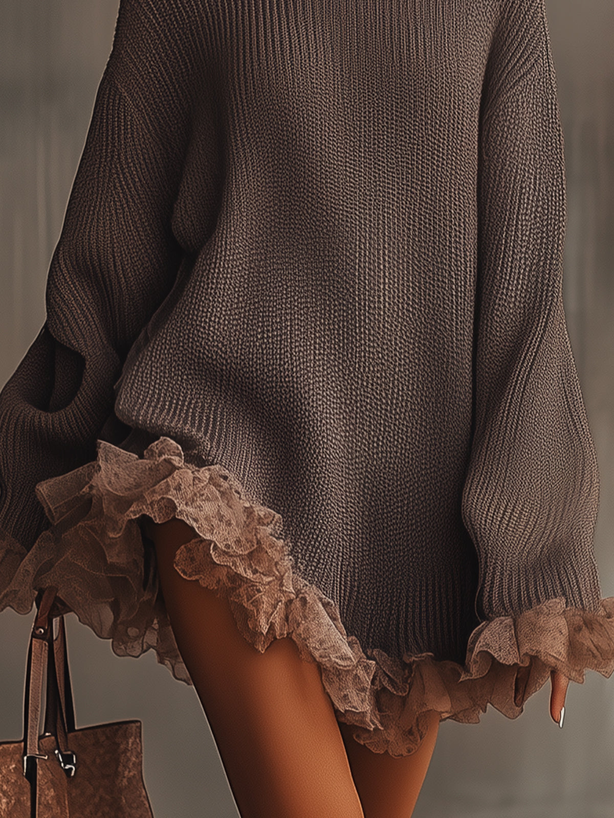 Tulle-Trimmed Onyx Knit