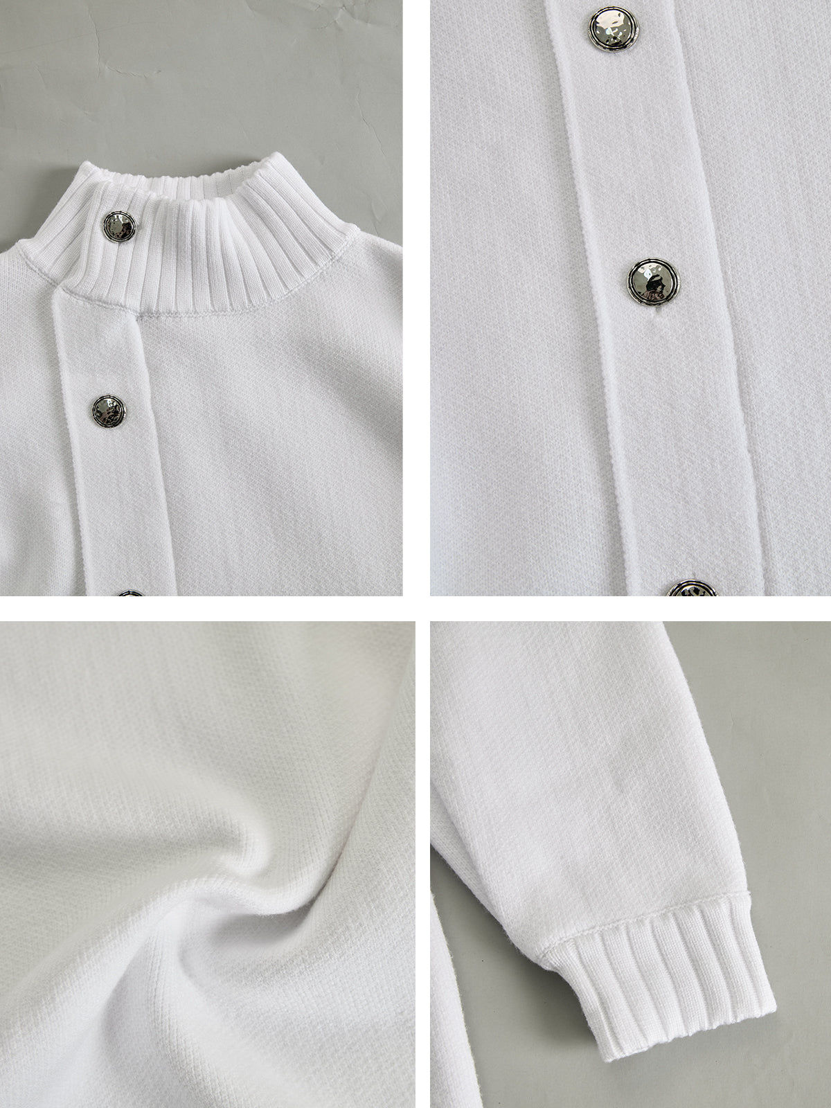 Alabaster Button-Sculpt Knit