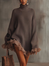 Tulle-Trimmed Onyx Knit
