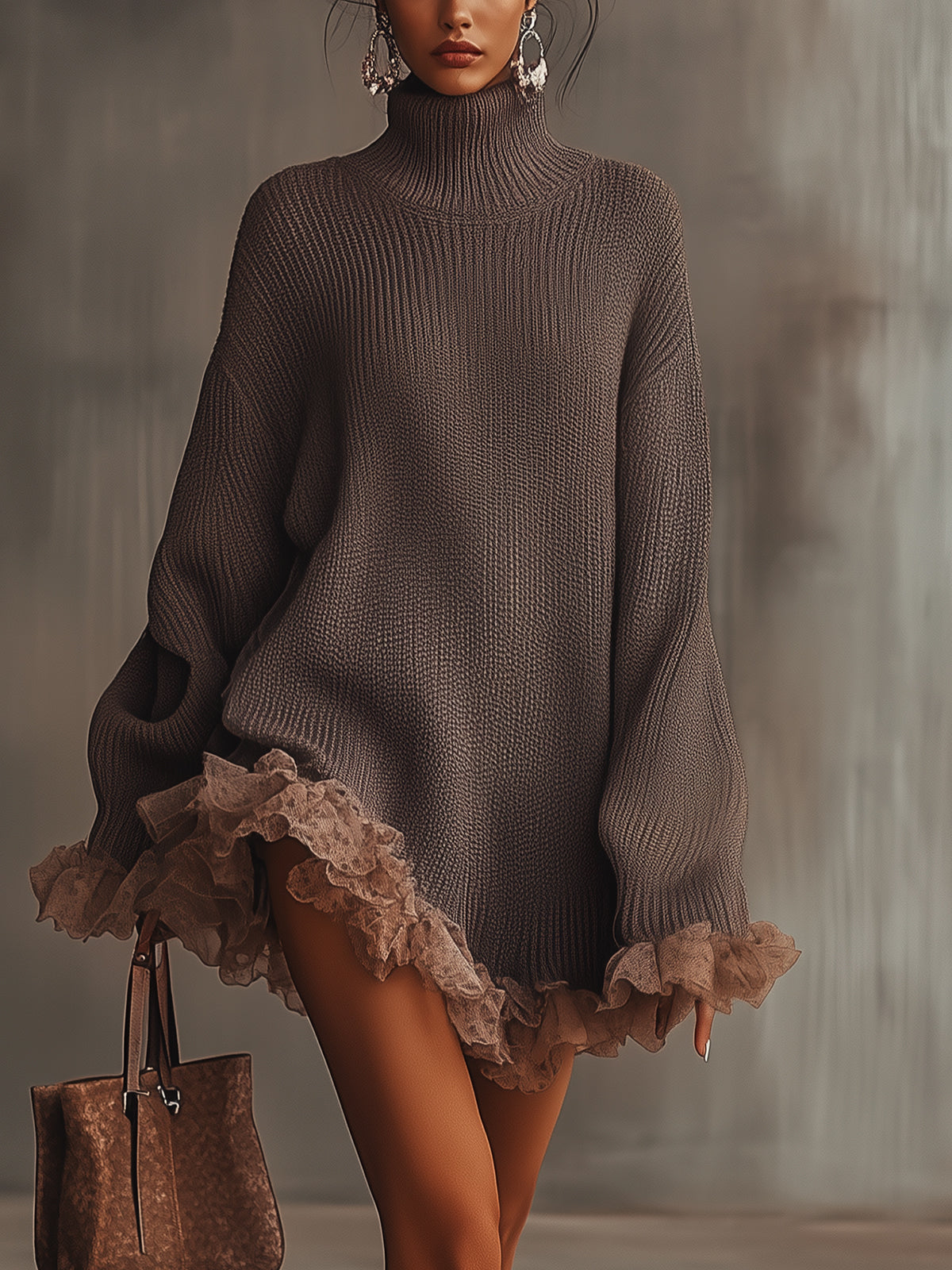 Tulle-Trimmed Onyx Knit