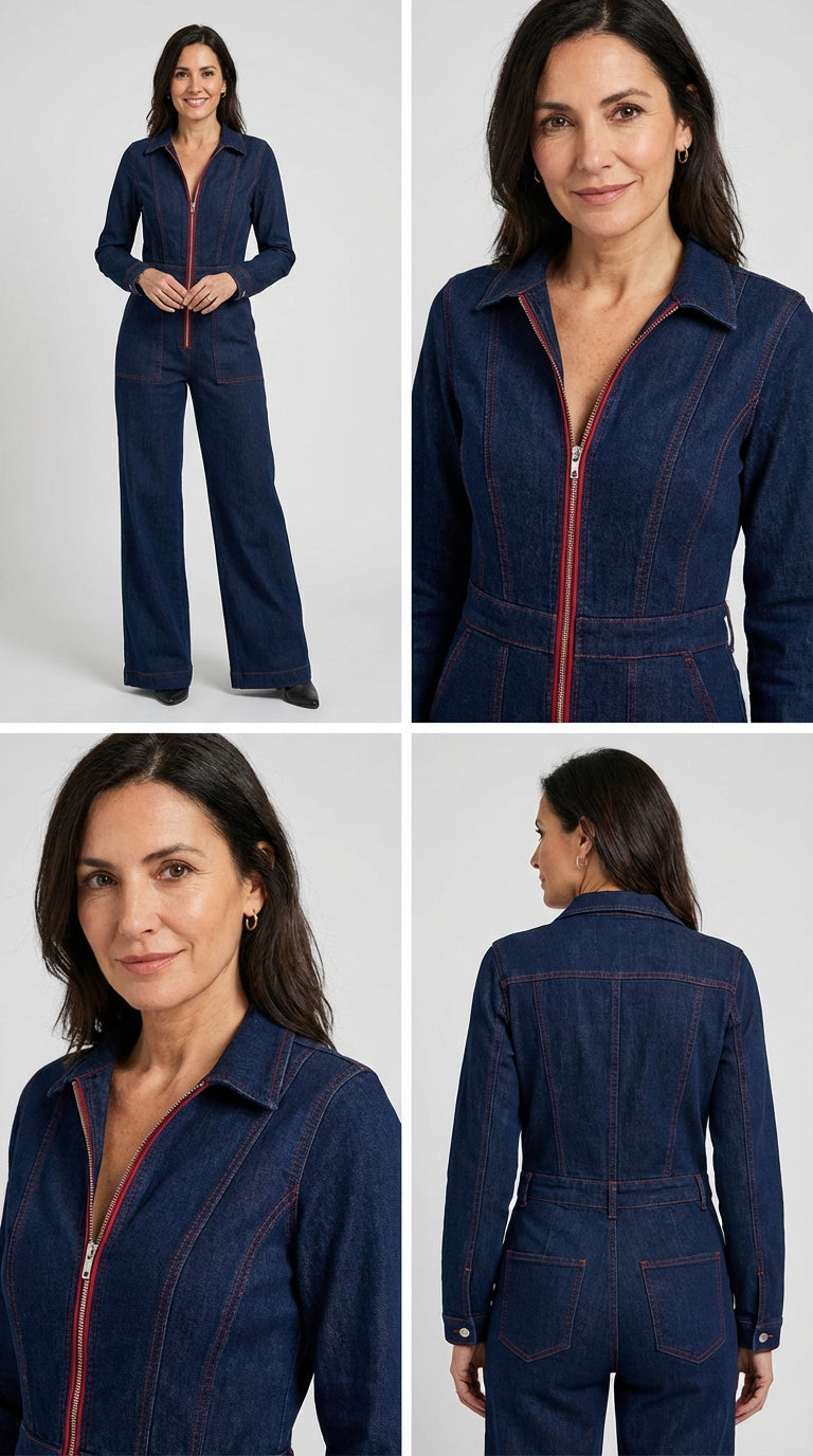 Indigo Contrast Sculpt Jumpsuit