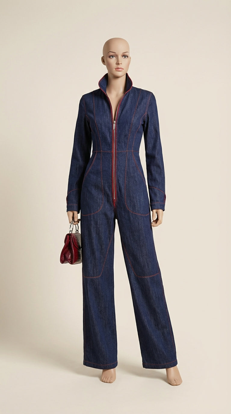 Indigo Contrast Sculpt Jumpsuit